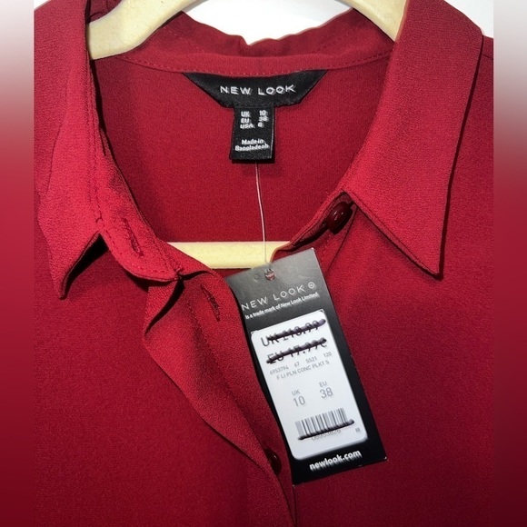 NWT New Look button through shirt- Burgundy Sold at ASOS - Picture 6 of 8